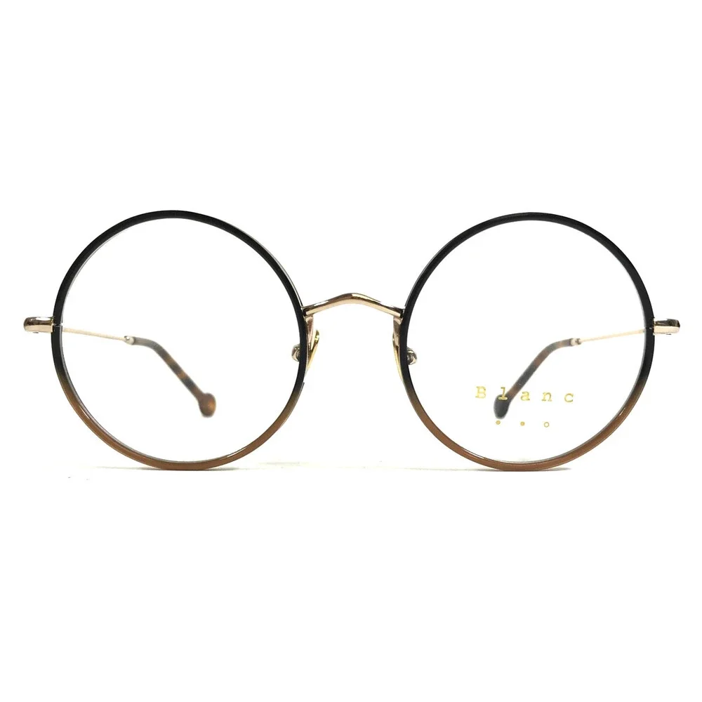 Nathalie Blanc Eyeglasses Frames LAETITIA 448 Black Brown Gold Egg 49-20-140